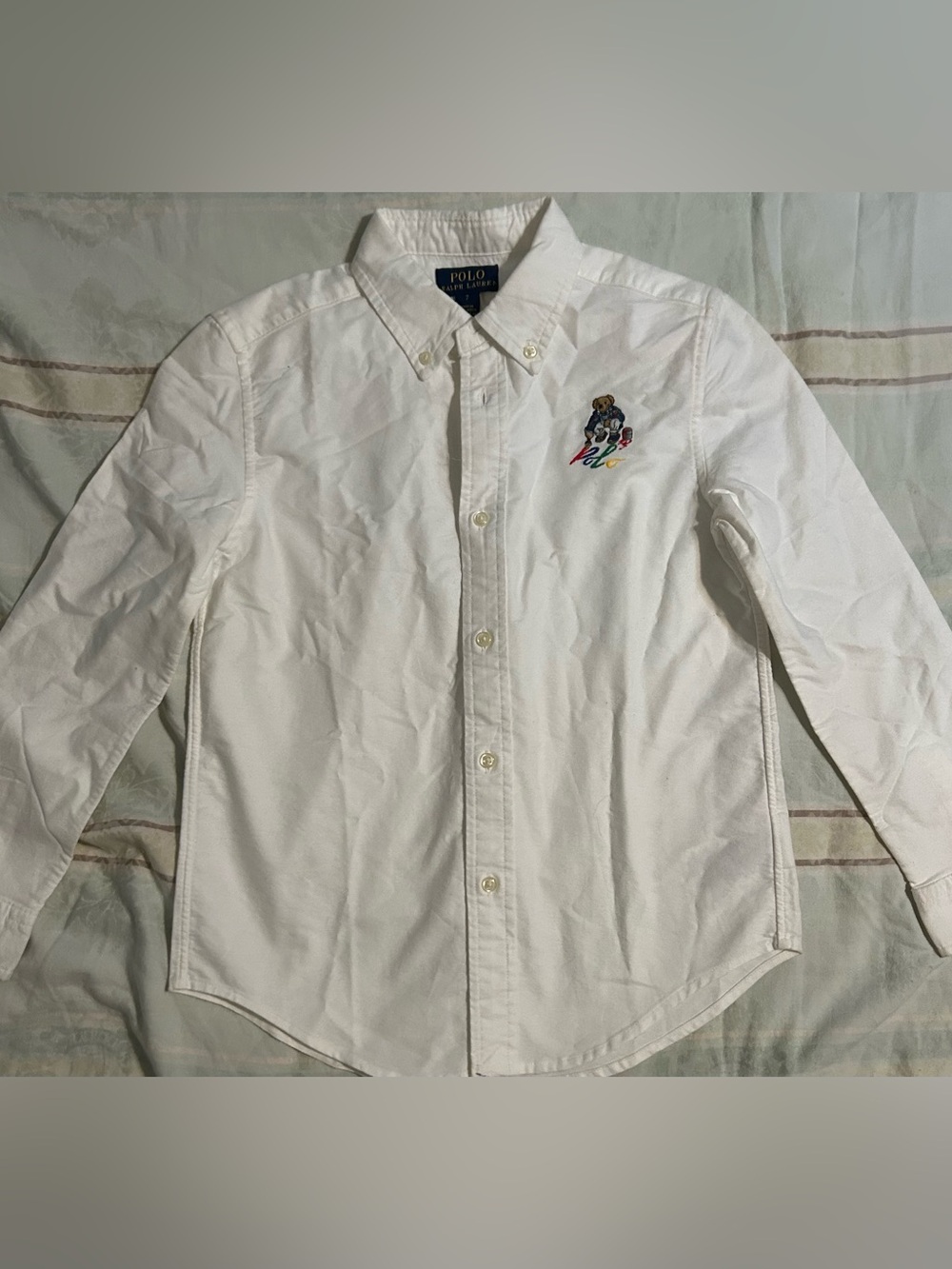 Polo by Ralph Lauren Boy’s Button-Down Long Sleeve Shirt Paint Polo Bear Logo